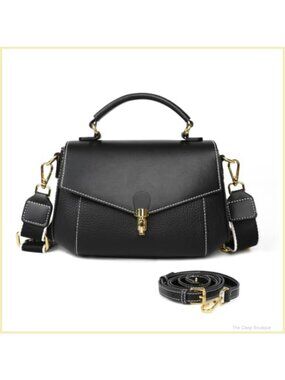 Genuine Leather Crossbody Shoulder Bag 3-Way Purse with Detachable Straps